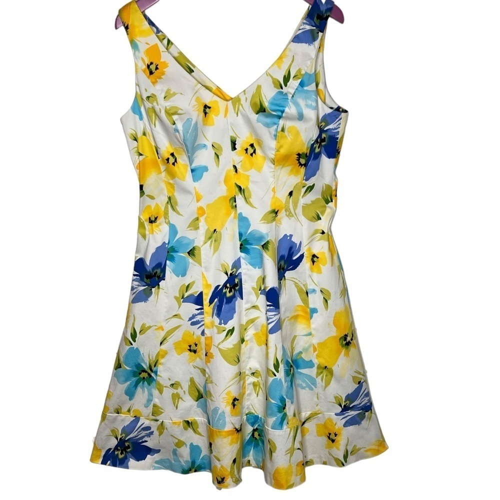 Lauren Ralph Lauren Yellow Floral Print Sleeveless Dress Sz 8 V Neck Knee Length - Picture 2 of 15